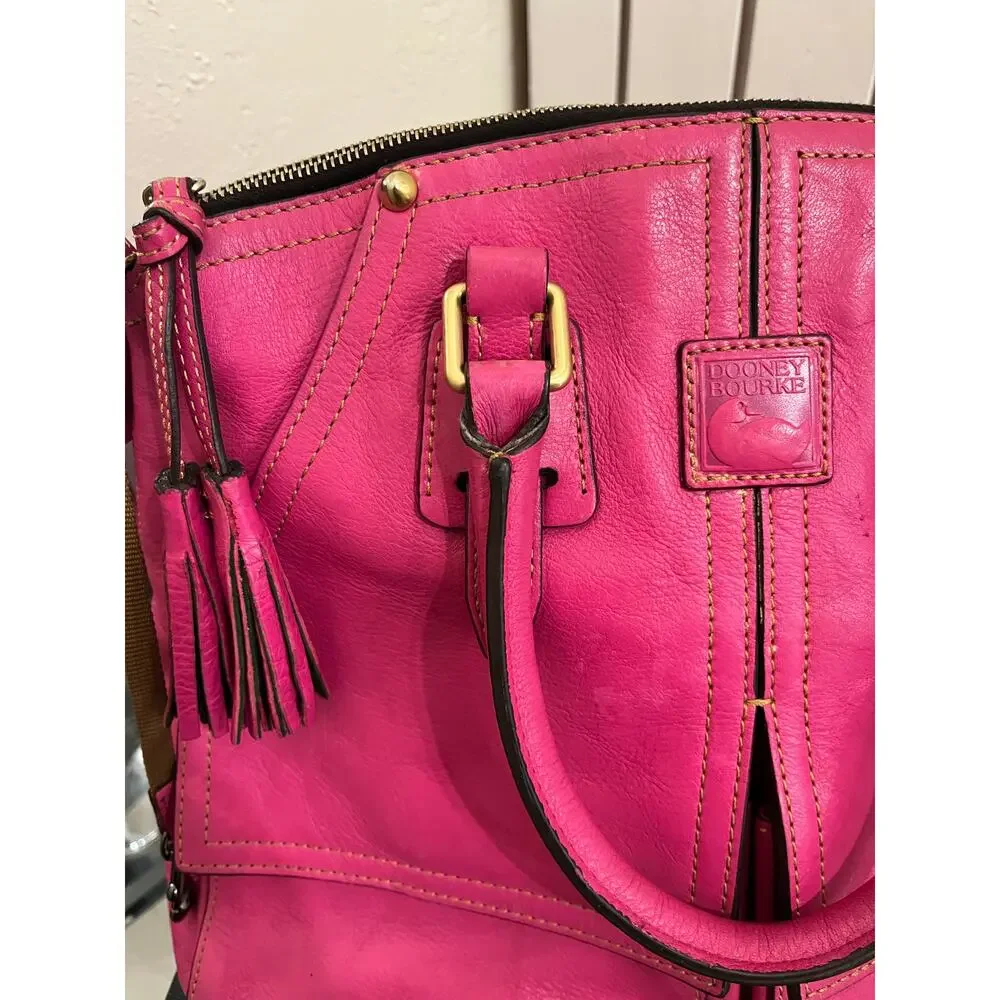 Dooney & Bourke Florentine Clayton Satchel Hot Pink Large - Picture 2 of 14